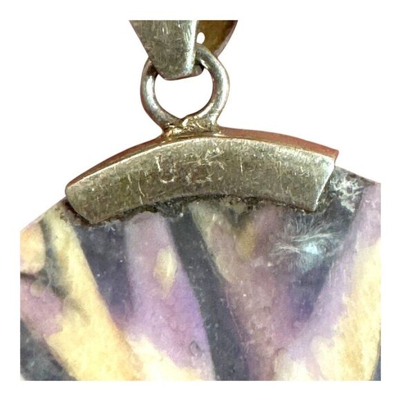 925 Sterling Silver Oval Cone Shell & Blue Pendant Jewelry Beach Nautical Cruise - Picture 3 of 6